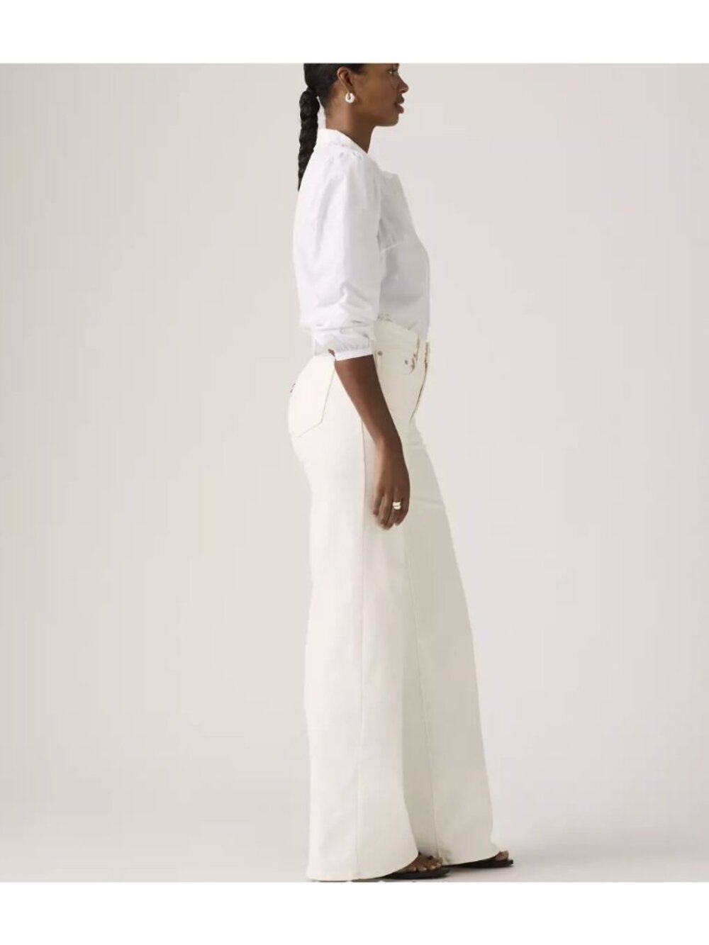 New Levi's 29x32 Premium 728 High-rise Wide-leg Women's Jeans Ecru Now White - Picture 4 of 6